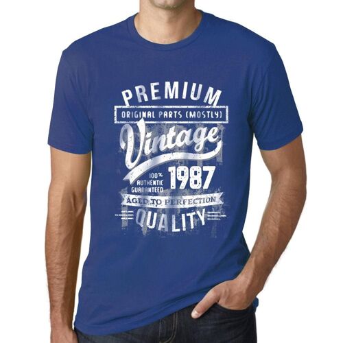 Homme Tee-Shirt - Original Parts (Mostly) Aged To Perfection 1987 - 37 Ans T-Shirt Graphique Idée Cadeau 37e Anniversaire Vintage Année 1987 Nouveauté