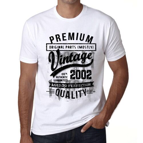 Homme Tee-Shirt - Original Parts (Mostly) Aged To Perfection 2002 - 22 Ans T-Shirt Graphique Idée Cadeau 22e Anniversaire Vintage Année 2002 Nouveauté
