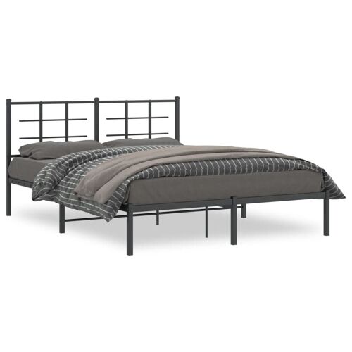 vidaXL Cadre de lit métal avec tête de lit noir 160x200 cm