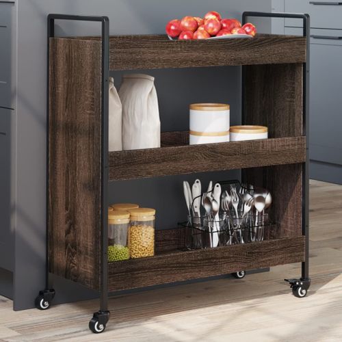 vidaXL Chariot de cuisine chêne marron 70x30x82 cm bois d'ingénierie