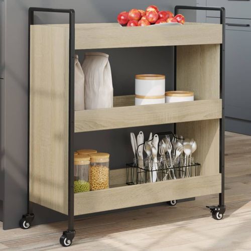vidaXL Chariot de cuisine chêne sonoma 70x30x82 cm bois d'ingénierie