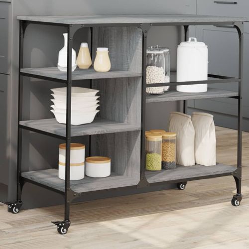 vidaXL Chariot de cuisine sonoma gris 100x45x89,5 cm bois d'ingénierie