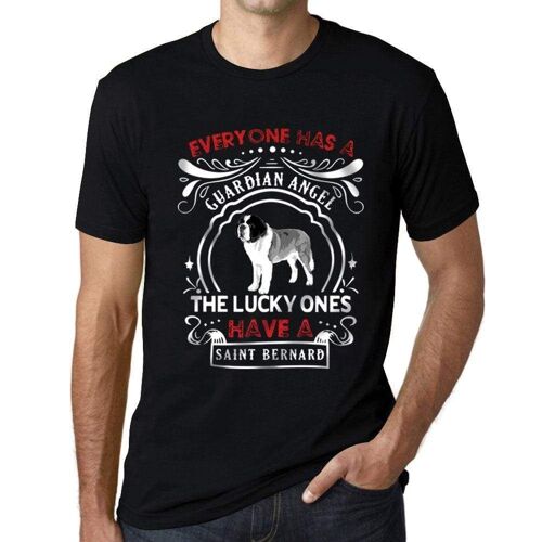 Homme Tee-Shirt - Everyone Has A Guardian Angel The Lucky Ones Have A Saint Bernard - T-Shirt Graphique Éco-Responsable Vintage Cadeau Nouveauté