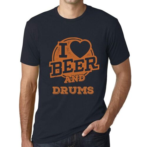 Homme Tee-Shirt J'aime La Bière Et Les Tambours - I Love Beer And Drums - T-Shirt Graphique Éco-Responsable Vintage Cadeau Nouveauté
