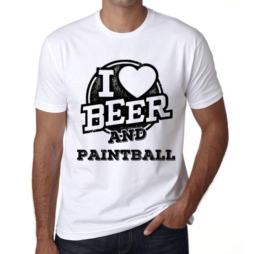 Homme Tee-Shirt J'aime La Bière Et Le Paintball - I Love Beer And Paintball - T-Shirt Graphique Éco-Responsable Vintage Cadeau Nouveauté