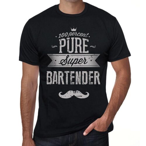 Homme Tee-Shirt Super Barman 100% Pur - 100% Pure Super Bartender - T-Shirt Graphique Éco-Responsable Vintage Cadeau Nouveauté