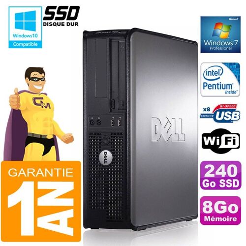 PC DELL 780 DT Intel E5300 Ram 8Go Disque 240 Go SSD Graveur DVD Wifi W7