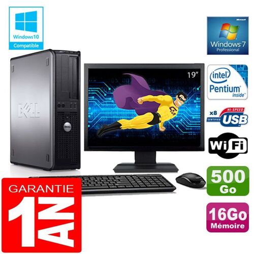 PC DELL 780 DT Intel E5300 Ram 16Go Disque 500 Go Wifi W7 Ecran 19"