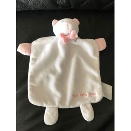Doudou Plat Ours Rose Et Noeud Papillon Rose Toute Petite Jacadi 21cm