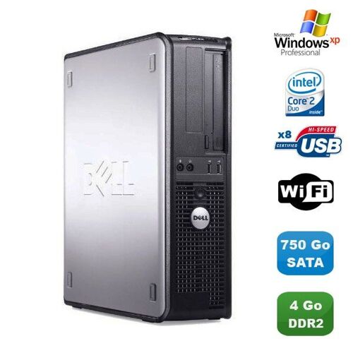 PC DELL Optiplex 760 DT Intel Core 2 Duo E8400 3Ghz 4Go DDR2 750Go WIFI XP Pro