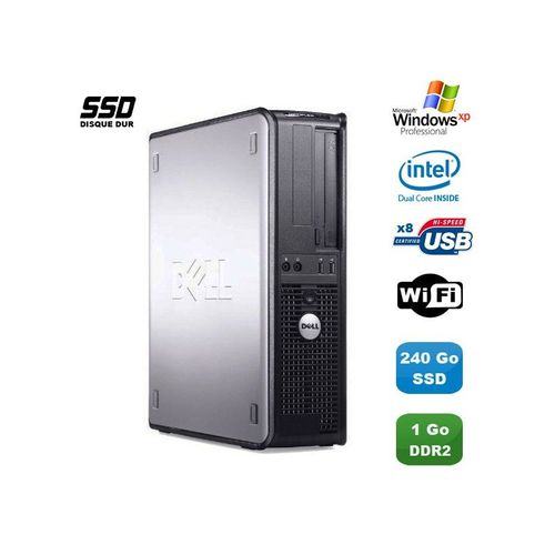 PC DELL Optiplex 760 DT Intel E5200 2,5Ghz 1Go DDR2 240Go SSD WIFI XP Pro