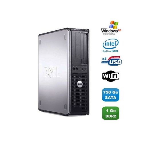 PC DELL Optiplex 760 DT Intel Dual Core E5200 2,5Ghz 1Go DDR2 750 Go WIFI XP Pro