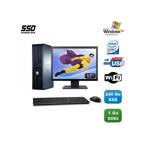 Lot PC DELL Optiplex 760 DT E8400 3Ghz 1Go DDR2 240Go SSD WIFI XP Pro + 17"