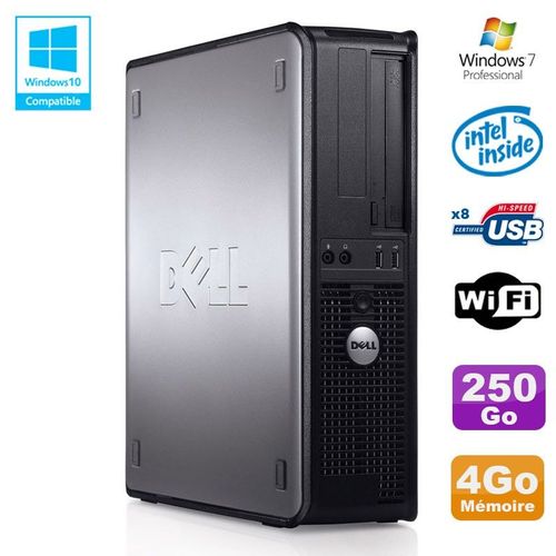 PC DELL Optiplex 780 DT Intel E5200 2,5Ghz 4Go Disque 250Go WIFI Win 7 Pro