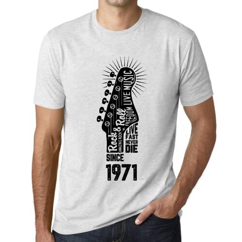 Homme Tee-Shirt - Live Fast, Never Die Guitar And Rock & Roll Since 1971 - 53 Ans T-Shirt Graphique Idée Cadeau 53e Anniversaire Vintage Année 1971 Nouveauté