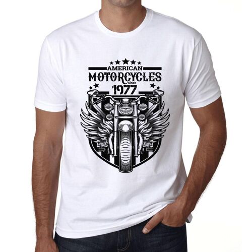 Homme Tee-Shirt Motos Depuis 1977 - Motorcycles Since 1977 - 47 Ans T-Shirt Graphique Idée Cadeau 47e Anniversaire Vintage Année 1977 Nouveauté
