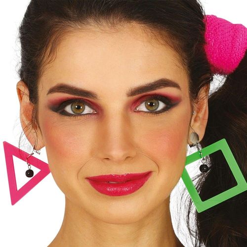 Boucles D'oreilles Années 80 Géométrique Fluo
