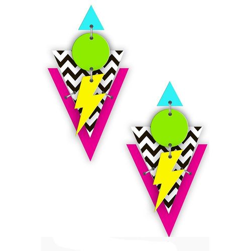 Boucles D'oreilles Années 80 Graphique Fluo