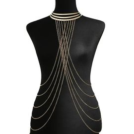 Bijou Tour De Cou Trois Anneaux Avec Chaines De Corps Doré - Bcha0012gld Couleur : Doré