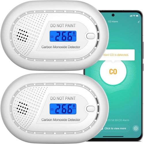 Smart Connect Détecteur de Monoxyde de Carbone Connecté - Batterie de 10 Ans - Detecteur Monoxyde Carbone WiFi avec Tuya & Smartlife App