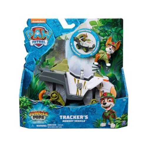 Coffret Pat Patrouille Jungle : Chien Tracker + Chase + Tigre + 2 Accessoires + 1 Carte Animal - Set Figurine