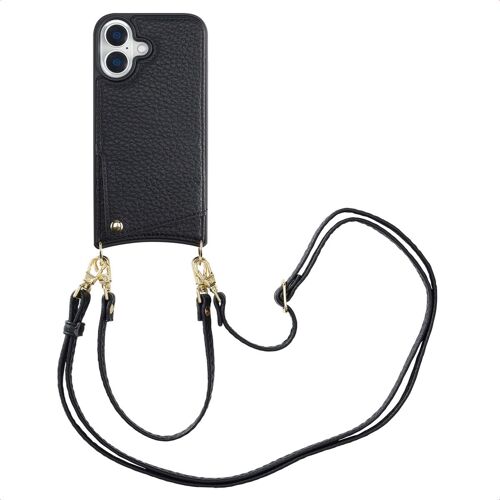 Selencia Coque de télephone Nova avec cordon et porte-cartes iPhone 16 Noir