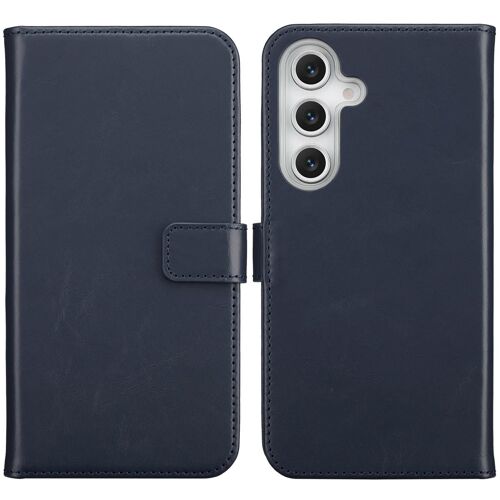 Selencia Étui portefeuille en cuir véritable Samsung Galaxy S25 FE Bleu