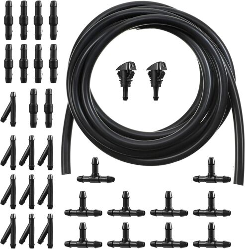 5m Kit De Tuyau Essuie Glace, Tuyau De Lave-Glace Avec 30 Pièces Raccord De Tuyau (Type Y I T), Essuie-Glace Lave-Linge Tuyau, Raccord De Tuyau De Pare-Br , Noir[Auto5134229]