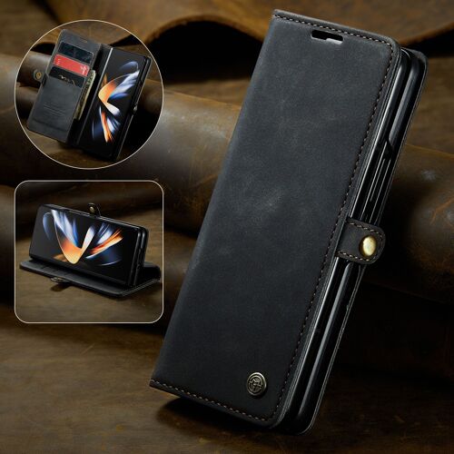 Coque Pour Samsung Galaxy Z Fold4,Support Pliable,Clamshell,Brosse Anti-Vol,Étui De Téléphone À Cassette,Noir