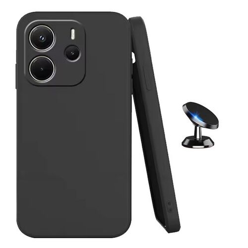 Kit Support Voiture Magnétique + Coque En Silicone Liquide PHONECARE Pour Xiaomi Redmi Note 14 5G - Noir