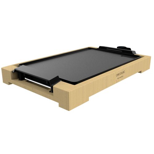 Cecotec Tasty&Grill 2000 Plancha électrique en bambou Puissance 2 000 W, structure en bambou, thermostat réglable, plaque plate, revêtement en fonte d'aluminium, passe au lave-vaisselle