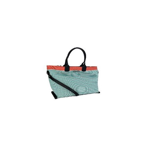 Sac Marta en jacquard de polyester à rayures nautiques et empiècements à imprimé Saffiano. - Couleur Jungle/White