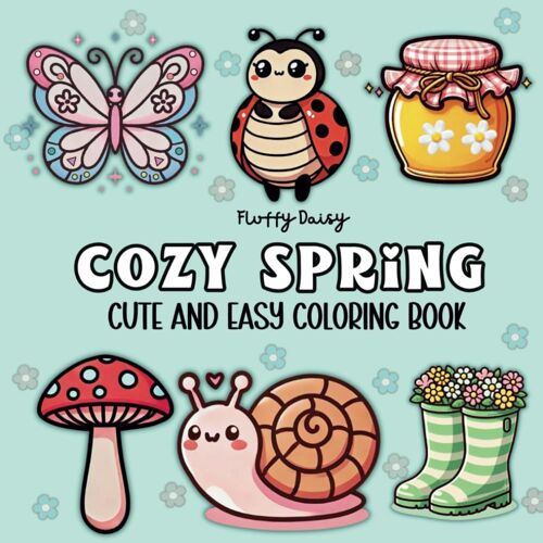 Cozy Spring: Cute And Easy Coloring Book For All Ages Featuring Spring Designs For Stress Relief And Relaxation ( Bold And Simple Designs)