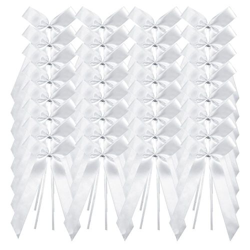 Noeud Voiture Mariage Blanc, 100 PCS Décoration Voiture Mariage, Blanc Satin Voiture Decoration, Noeud Ruban Mariage, Ruban Voiture Mariage, pour Wedding, Bouquet, Noël, Cadeau