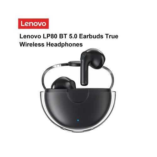 Écouteurs sans fil Lenovo LP80 avec Bluetooth 5.0, 4 heures d'autonomie en conversation, boîtier de charge, options noir et blanc