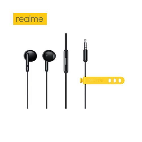 Écouteurs filaires Realme Buds Classic (1,3 m) avec microphone et transducteur de 14,2 mm, noir/blanc