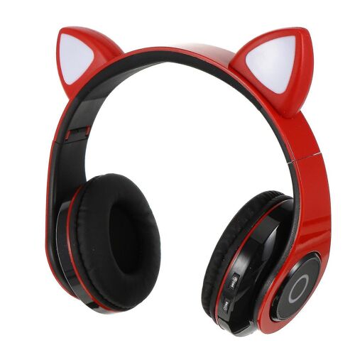 Casque sans fil pliable à changement de couleur avec oreilles de chat, Bluetooth 5.0, 5 heures d'autonomie, ajustement réglable
