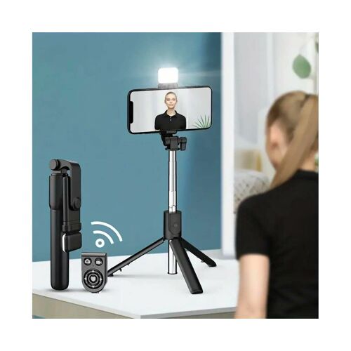 Trépied Et Perche À Selfie Avec Télécommande Bluetooth Pour Téléphones Portables - Flexible, Noir, Éclairage D'appoint, 99 Cm