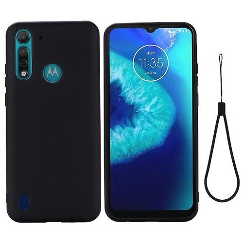 Coque en silicone liquide pour Moto G8 Power Lite - Résistante aux chutes et aux rayures, avec corde de suspension