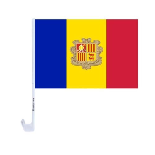 Drapeau voiture d'Andorre en polyester 14x21cm 10 pièces