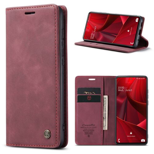 Coque Pour Samsung Galaxy S20 FE,Support Pliable,Clamshell,Brosse Anti-Vol,Étui De Téléphone À Cassette,Rouge