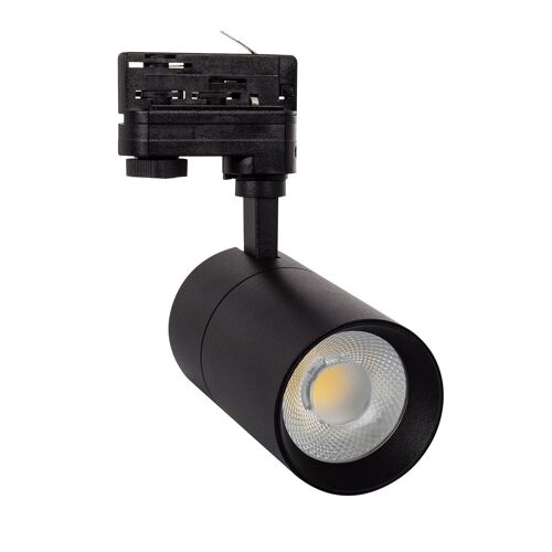 Spot Led New Mallet Dimmable Cct Sélectionnable 20w (Ugr 15) Pour Rail Triphasé (3 Allumages) Noir 223 Mm