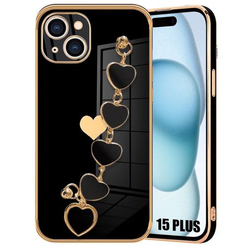 Coque Bracelet Pour Iphone 15 Plus, Motif CUr Antichoc Anti-Rayure Silicone Souple Noir - E.F.Connection