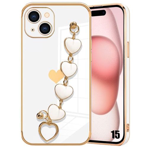 Coque Bracelet CUr Pour Iphone 15, Motif CUr Antichoc Anti-Rayure Silicone Souple Blanc - E.F.Connection