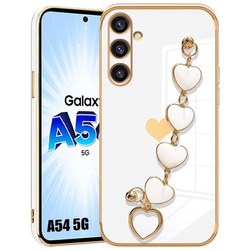 Coque Bracelet Pour Samsung Galaxy A54 5g, Protection Anti-Rayures Ultra Slim - Blanc Avec Bracelet - Booling