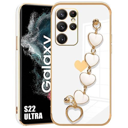 Coque Bracelet Pour Samsung Galaxy S22 Ultra, Silicone Antichoc Motif CUr Anti-Rayure Souple - Blanc (Pas Pour S22) - Booling
