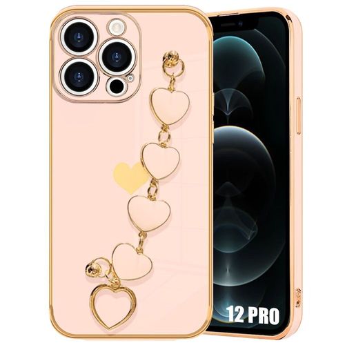 Coque Pour Iphone 12 Pro, Silicone Rose Effet Luxe Anti-Rayure Ultra Slim Antichoc Avec Bracelet CUr - E.F.Connection