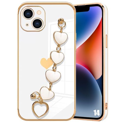 Coque Pour Iphone 14, Protection Silicone Blanc Souple Antichoc Avec Bracelet Motif CUr - E.F.Connection