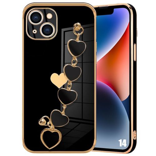 Coque Pour Iphone 14, Protection Effet Luxe Anti-Rayure Ultra Slim Antichoc Avec Bracelet CUr - Noir - E.F.Connection