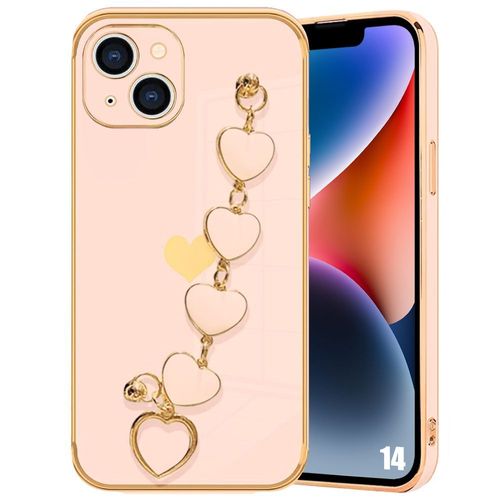 Coque Bracelet Pour Iphone 14, Rose Antichoc Motif CUr Anti-Rayure Souple - E.F.Connection